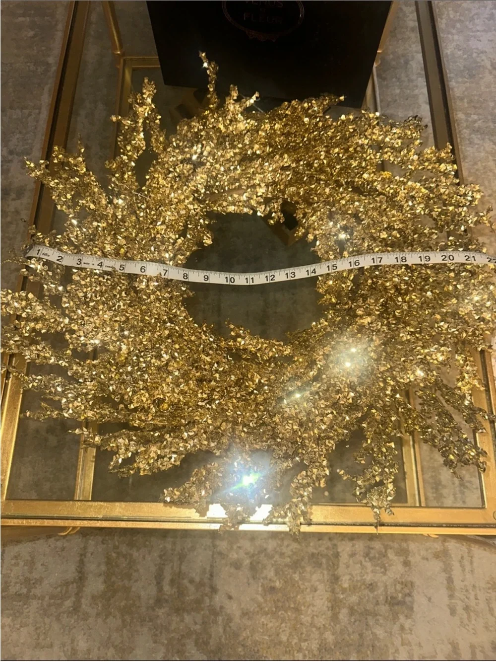 Fun Festive Gold Holiday Sparkle Wreath - Decorative Home Holiday Accent